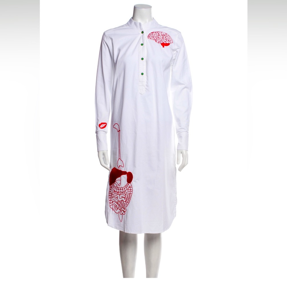 Unique Saks Potts ShirtDress NWT❤️ Mock Neck midi-length, Size S